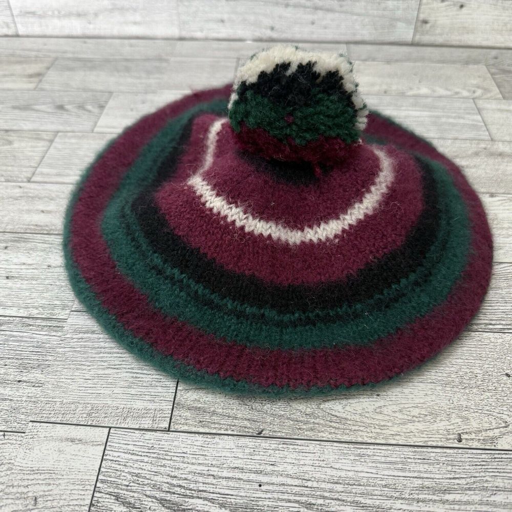 Stewart Of Bute Wool Beret Hat Pom Stripe Golf Eclectic Grandpa Newsboy Scotland